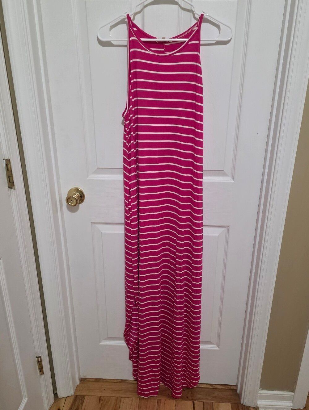 Pink and White Striped Maxi Dress NWOTS Size Lg